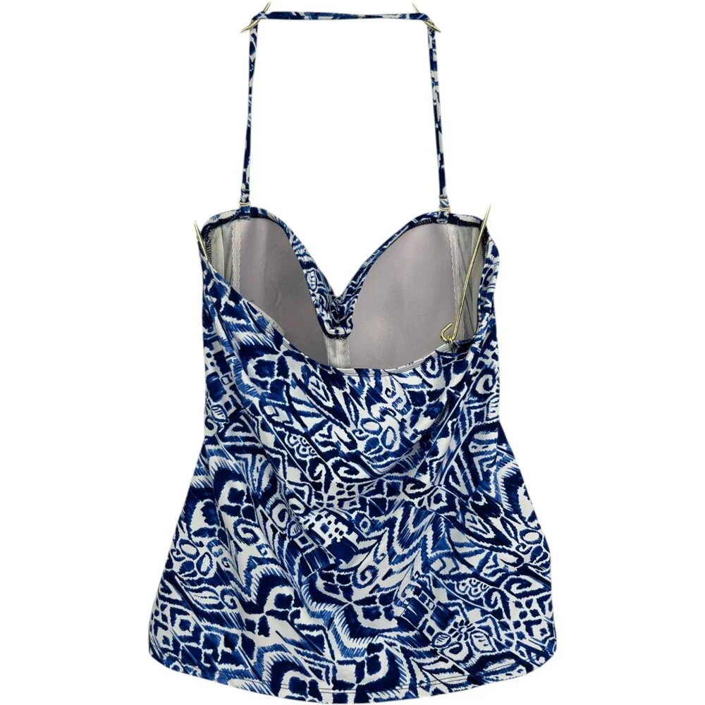 Lauren Ralph Lauren Tankini Top Women's Size 16 Blue Ikat